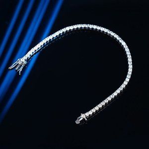 3.24Ct CERTIFIED Moissanite Tennis Bracelet 2.5mm 18k W/GOLD/ 925 Silver 6.25"